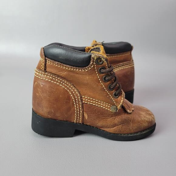 Justin Kiltie Roper Lace Up Toddler Boots Brown Leather Size 5.5 D Baby Justin - Picture 3 of 11